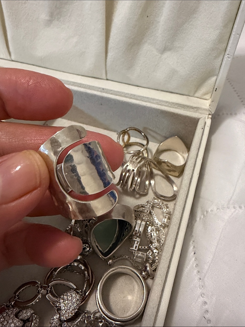 Sterling Silver Cuff Ring - Polished Silver Fashion Ring
